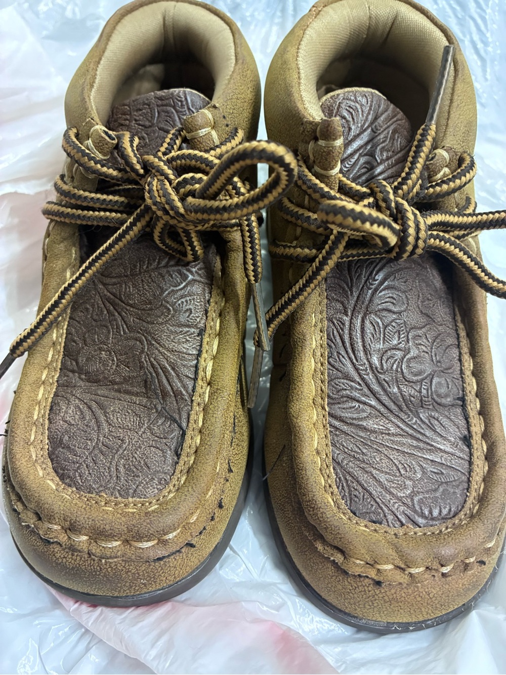 Twister Kids Tan Brown Suede Moccasins with Embossed Insole